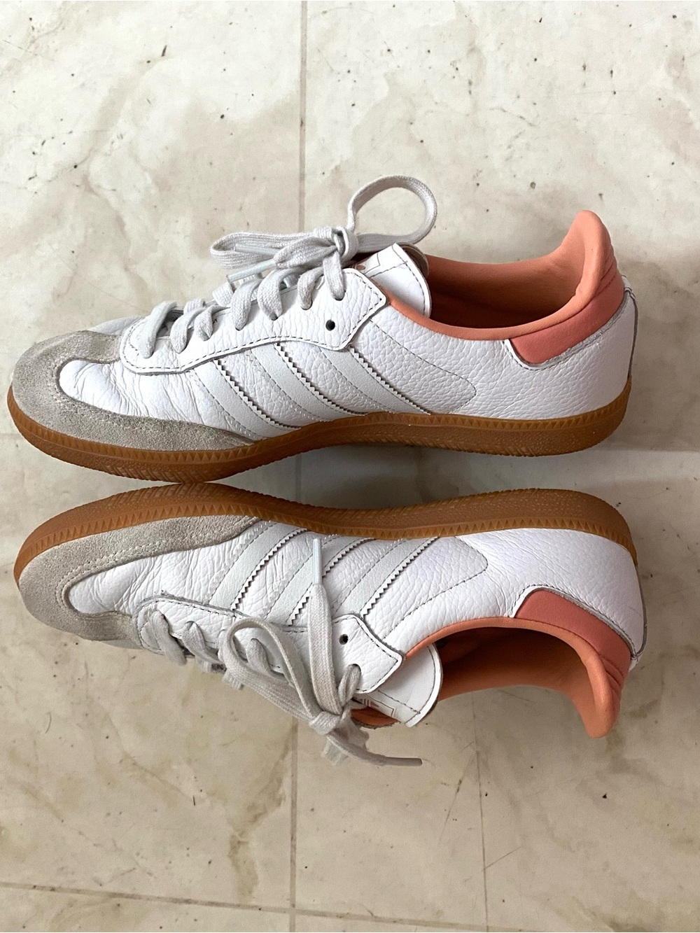 $100 Adidas Samba OG Wonder Clay White & Peach Leather Suede Low Top Sneakers 7 - Picture 6 of 13